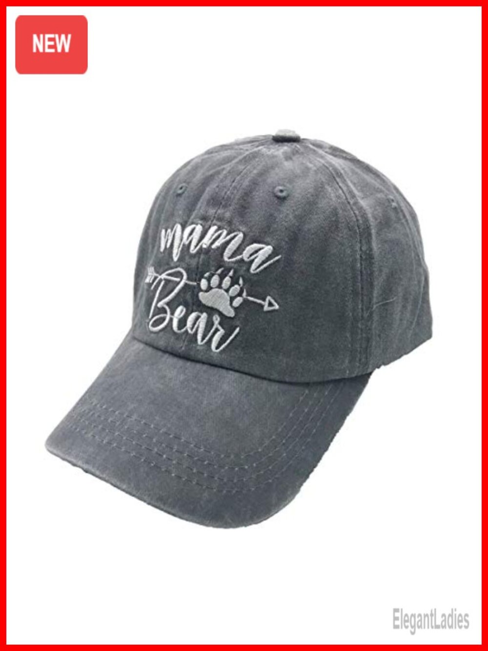 Embroidered Mama Bear Denim Baseball Cap Washed Cotton Mom Hat